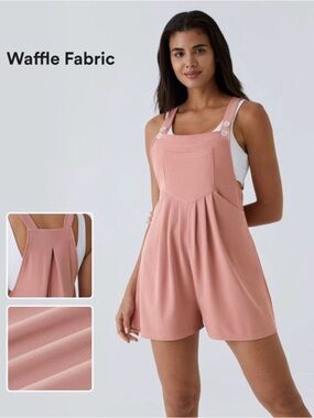 HALARA Pink Waffle Romper Jumpsuit